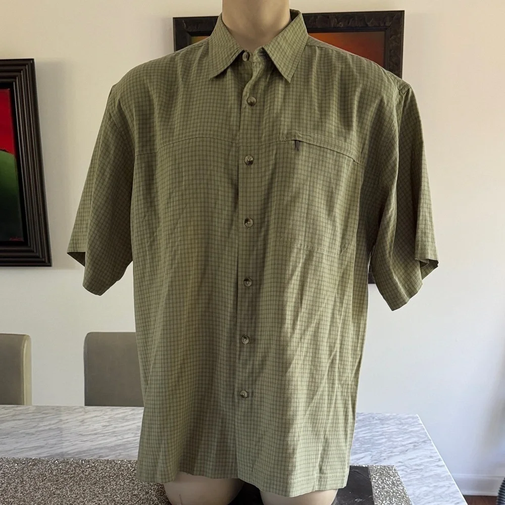 The North Face Men's XL Olive Plaid Button-Up Shirt